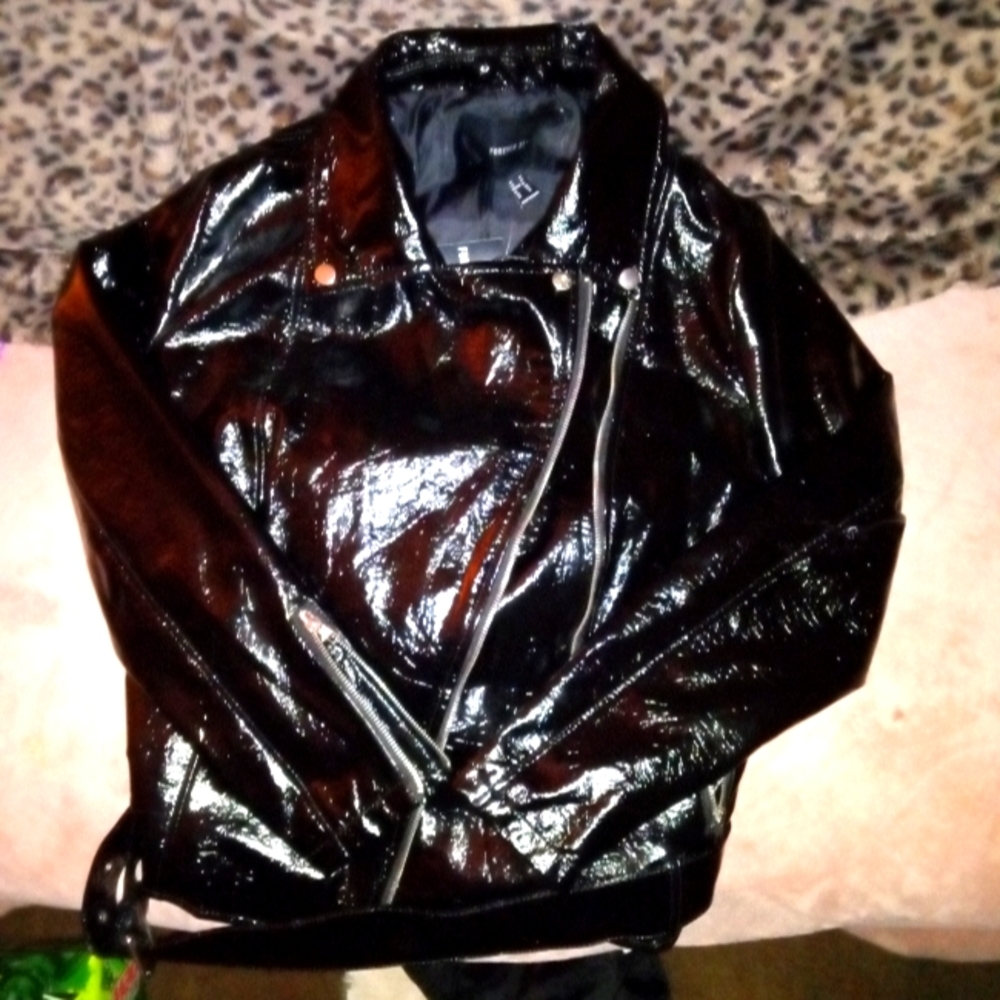F21 black Faux leather jacket